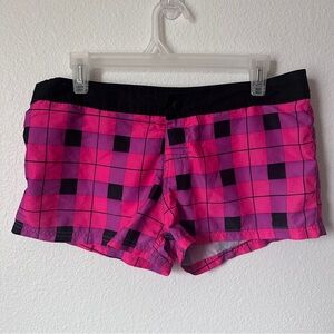 Castaways Plaid Pink and Black Swim Shorts